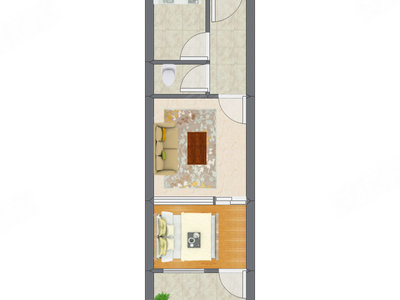 1室1厅 38.23平米户型图