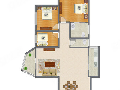 3室2厅 100.45平米