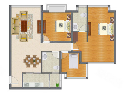 3室2厅 129.74平米