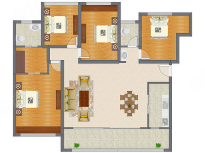 4室2厅 147.00平米户型图