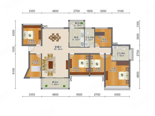 深圳龙岗坂田星河银湖谷星河银湖谷 6室2厅2卫  电梯房 精装修165平米