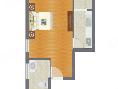 1室0厅 47.27平米户型图