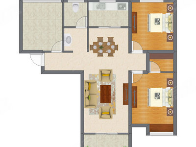 2室2厅 109.84平米户型图