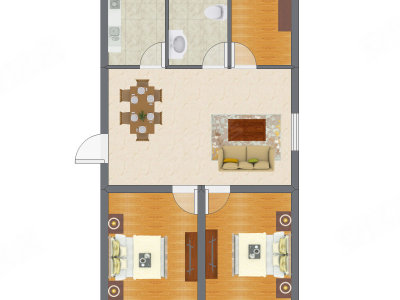 2室2厅 86.50平米