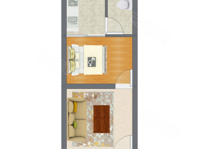 1室1厅 35.14平米户型图