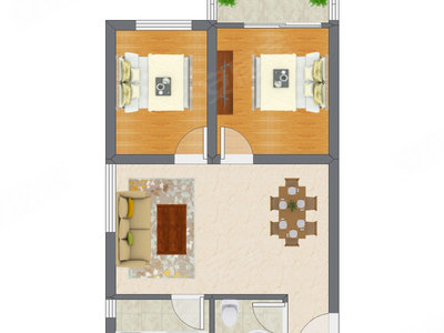 2室2厅 70.04平米户型图