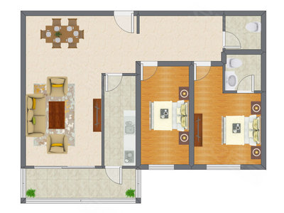 2室2厅 115.47平米户型图
