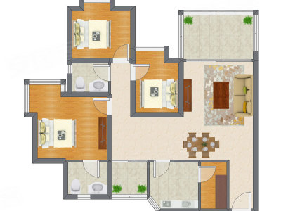 3室2厅 110.70平米户型图