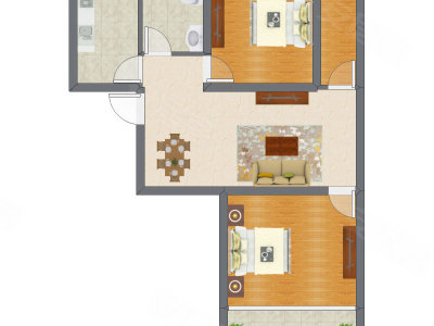 2室2厅 78.45平米户型图
