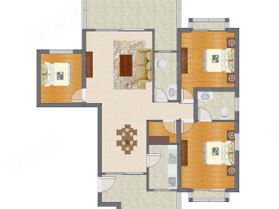3室2厅 143.39平米户型图