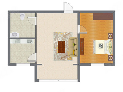 1室1厅 58.00平米户型图