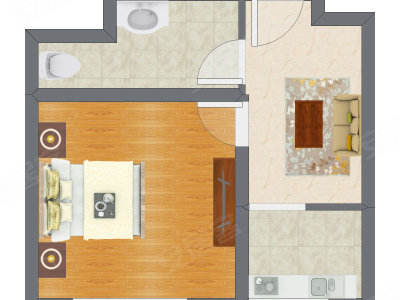 1室1厅 48.85平米户型图