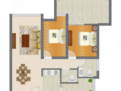2室2厅 98.90平米户型图