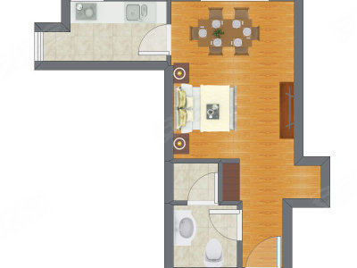 1室0厅 45.68平米户型图
