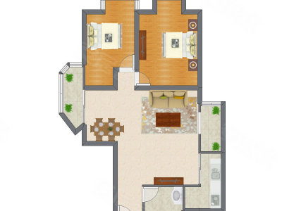 2室2厅 112.89平米户型图