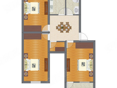 3室1厅 72.73平米