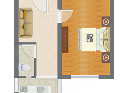 1室1厅 36.40平米户型图