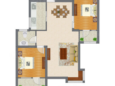 2室2厅 94.71平米户型图
