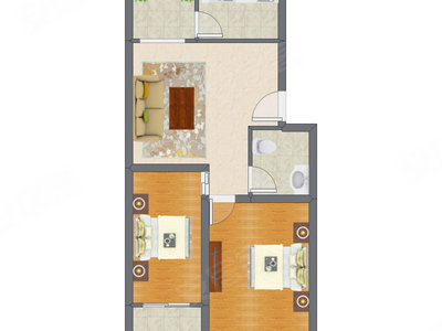 2室1厅 80.30平米户型图