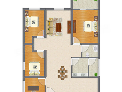 3室2厅 89.70平米