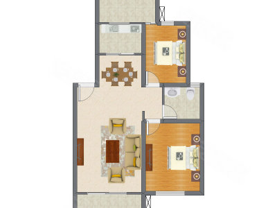 2室2厅 79.41平米户型图