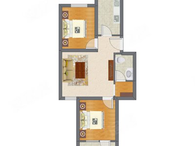 2室1厅 62.00平米