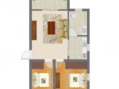 2室1厅 79.00平米户型图