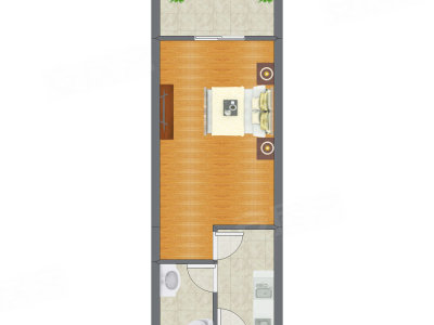 1室1厅 31.48平米户型图