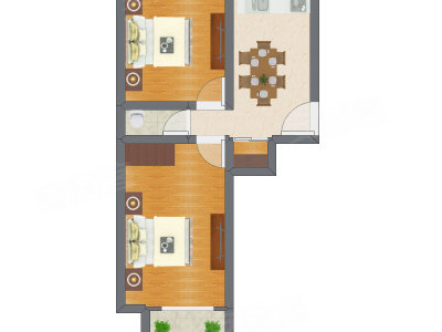 2室1厅 34.75平米
