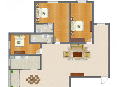 3室2厅 161.64平米