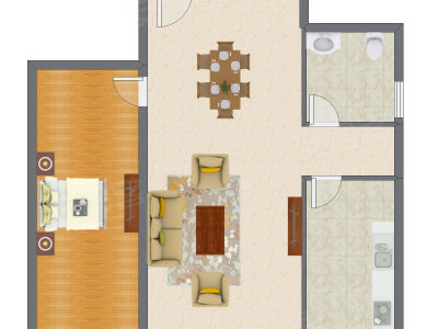 1室2厅 94.00平米户型图