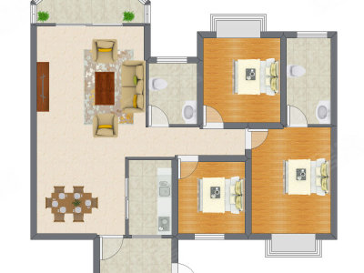 3室2厅 95.03平米