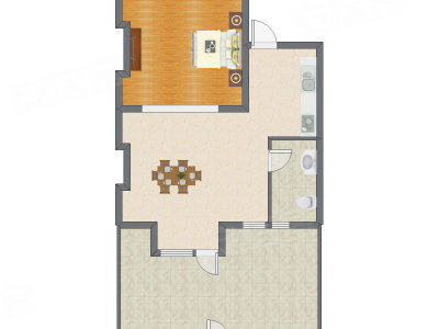 1室1厅 76.82平米户型图