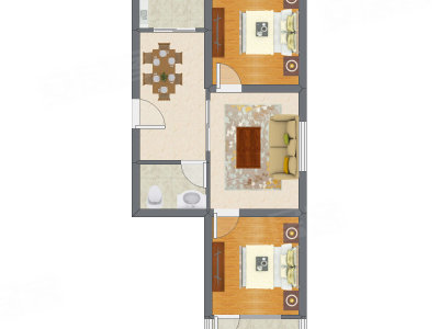 2室2厅 68.27平米户型图