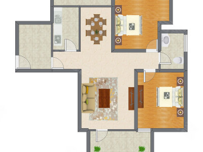 2室1厅 92.15平米户型图