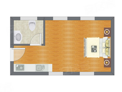 1室0厅 23.98平米户型图