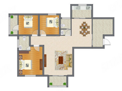 3室2厅 90.55平米