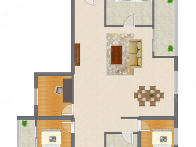 3室2厅 128.16平米