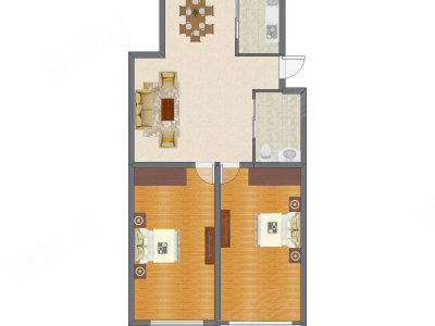 2室2厅 76.88平米
