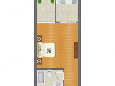 1室0厅 45.53平米户型图