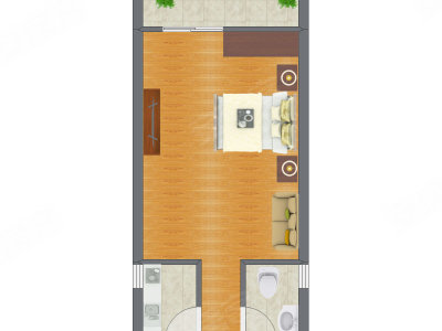 1室1厅 29.99平米户型图