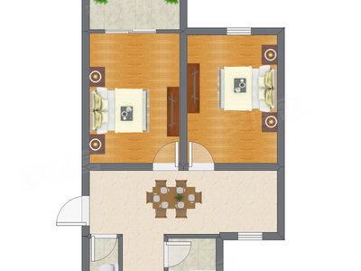 2室1厅 98.18平米