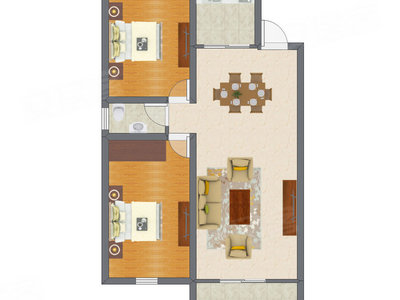 2室2厅 65.28平米