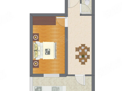1室1厅 25.19平米户型图