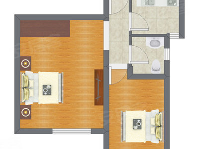 2室0厅 58.66平米户型图