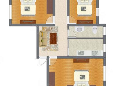 3室1厅 55.50平米