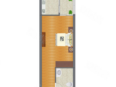 1室0厅 32.65平米户型图