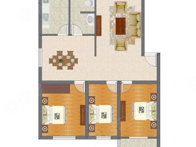 3室2厅 168.23平米户型图