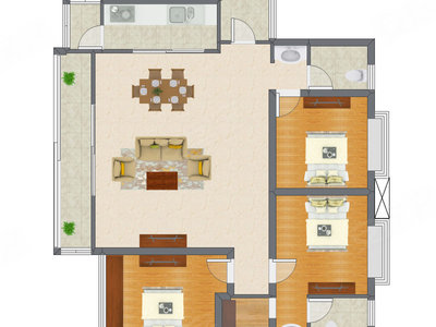 3室2厅 99.16平米