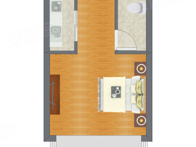 1室0厅 23.66平米户型图